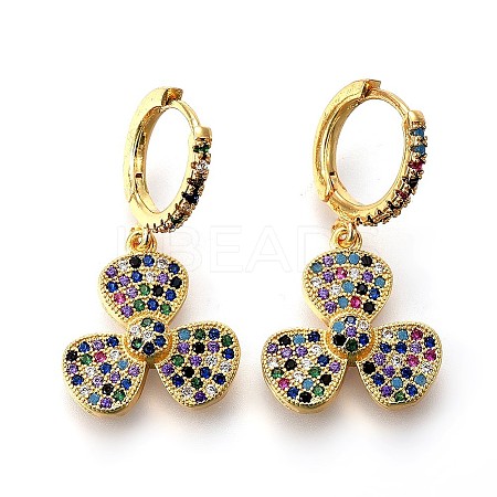 Brass Dangle Hoop Earrings EJEW-F190-15G-1