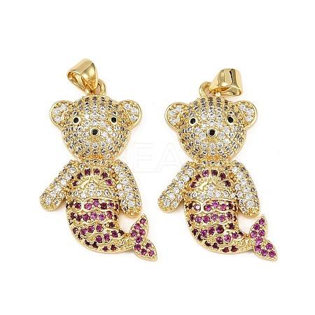 Brass Micro Pave Cubic Zirconia Pendants KK-S526-34G-1