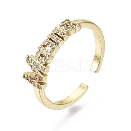 Brass Micro Pave Clear Cubic Zirconia Cuff Rings RJEW-S044-099-NF-1