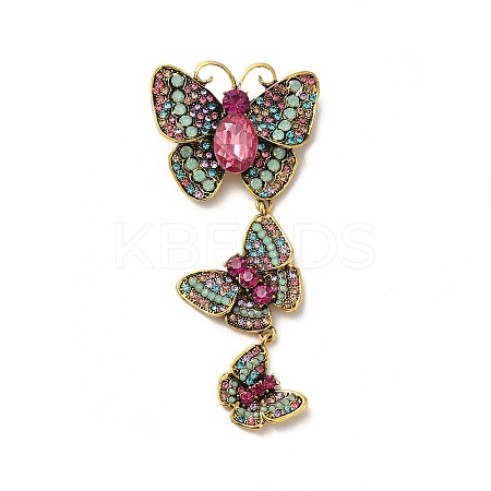 Creative Long Alloy Triple Butterfly Brooch PW-WG59366-02-1