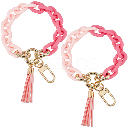 2Pcs Acrylic Cable Chain Bracelet Pendant Decorations AJEW-SC0003-71D-1
