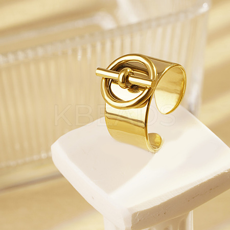 304 Stainless Steel Adjustable Open Cuff Rings for Women OO8919-1-1