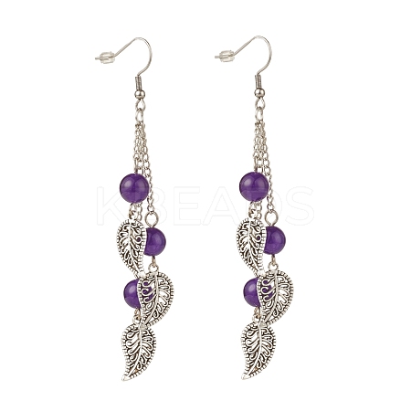 Natural Malaysia Jade Bead Dangle Earrings EJEW-JE04823-05-1