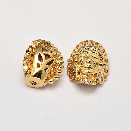 Indian Brass Micro Pave AAA Cubic Zirconia Beads ZIRC-L050-25G-NR-1
