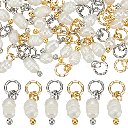 30Pcs 2 Colors Natural Cultured Freshwater Pearl Rice Charms PALLOY-AR00041-1