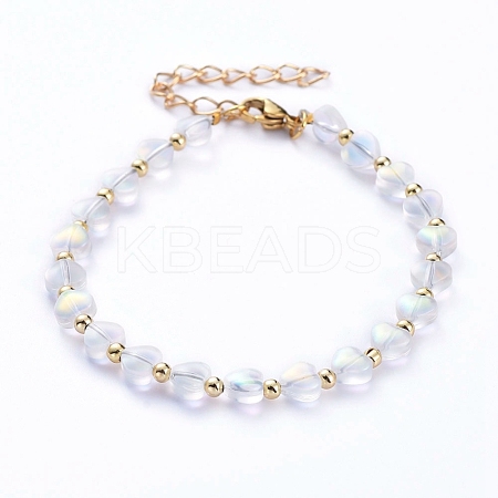 Heart Transparent Spray Painted Frosted Glass Beaded Bracelets BJEW-JB05215-01-1