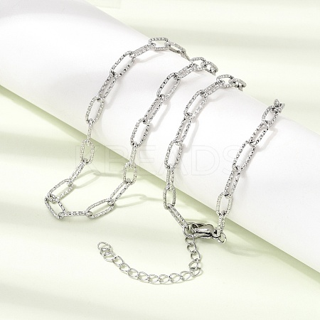 4MM 304 Stainless Steel Textured Paperclip Chain Necklaces for Man and Women SA-CBAB767-09P-1