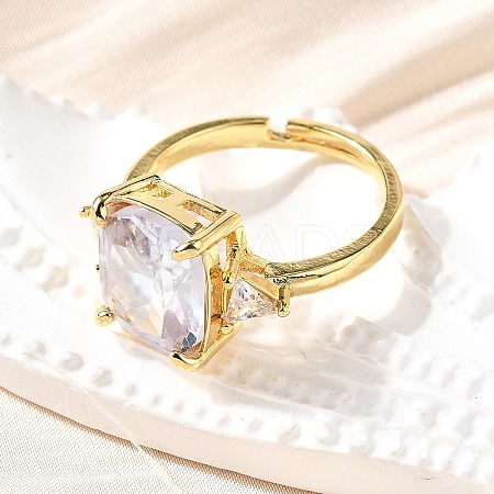 Brass Micro Pave Cubic Zirconia Finger Rings for Women RJEW-F181-11G-01-1