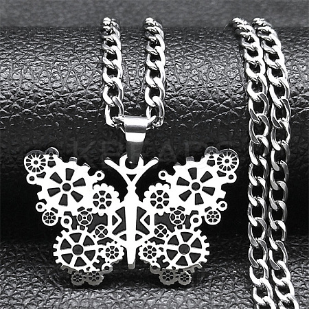 Punk Style 201 Stainless Steel Pendant Necklaces LS-NJEW-C066-06P-1