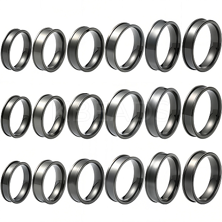 18Pcs 6 Styles 201 Stainless Steel Grooved Finger Ring Settings STAS-SC0010-59-1