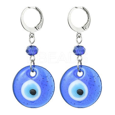 Evil Eye Glass Leverback Earrings EJEW-JE05573-01-1