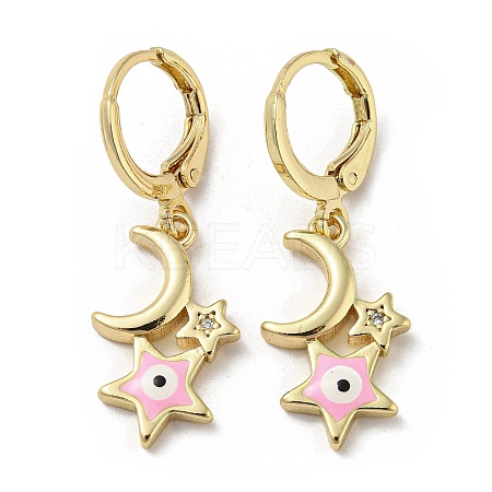 Real 18K Gold Plated Brass Dangle Leverback Earrings EJEW-A033-18G-02-1