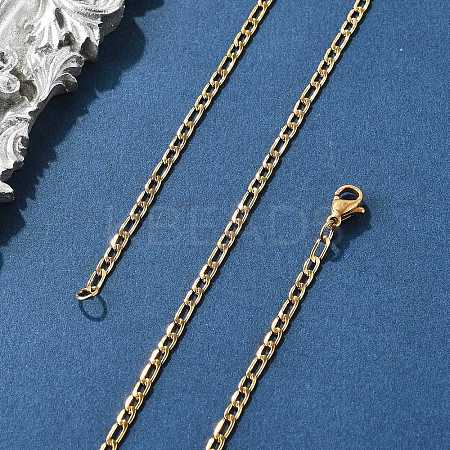 304 Stainless Steel Figaro Chain Necklaces LS-STAS-F034-03G-1