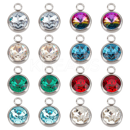 Unicraftale 16Pcs 8 Colors Glass Charms GLAA-UN0001-10-1