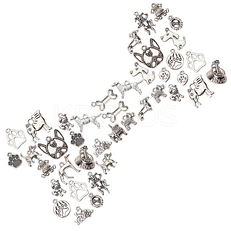 Tibetan Style Alloy Puppy Pendants TIBEP-SC0001-66AS-1