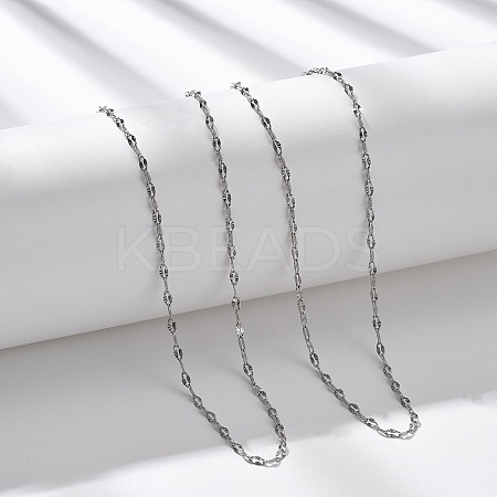 2MM 304 Stainless Steel Textured Dapped Chain Necklaces NJEW-T016-14P-1