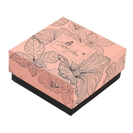 Flower Print Cardboard Paper Jewelry Storage Boxes LS-CON-P022-01B-1