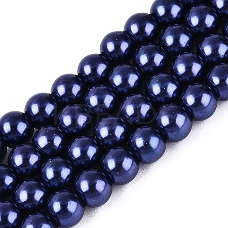 Baking Paint Pearlized Glass Pearl Round Bead Strands HY-Q330-8mm-82-1