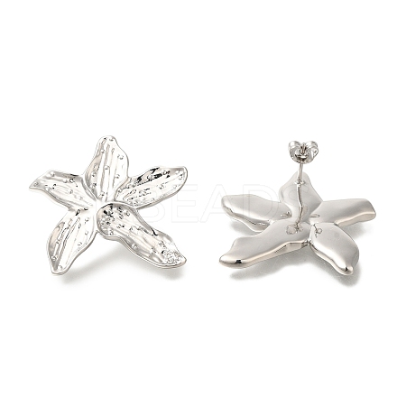 Rack Plating Starfish Brass Stud Earrings EJEW-H016-28P-1