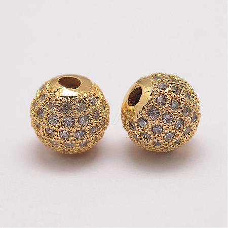 Brass Micro Pave Cubic Zirconia Beads ZIRC-E110-07G-1