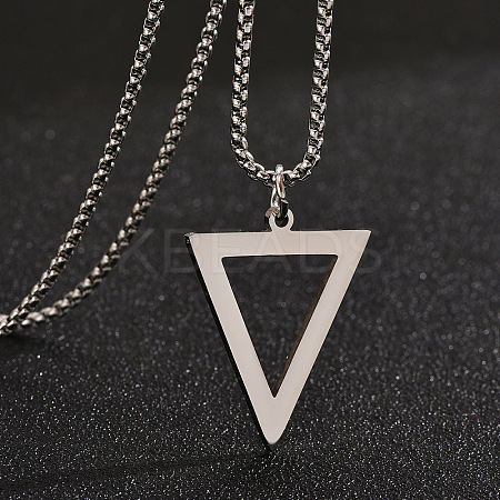 Inverted Triangle Stainless Steel Pendant Box Chain Necklaces for Men FS-WGF3CC6-02-1