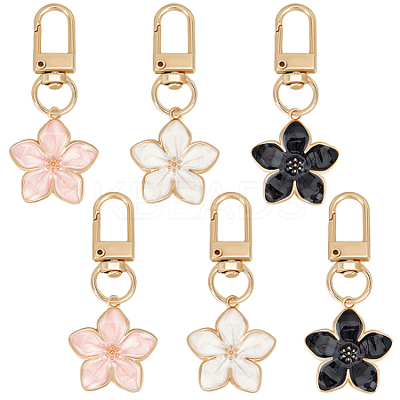 6Pcs 3 Colors Flower Alloy Enamel Pendant Decorations KEYC-BBC0001-02-1