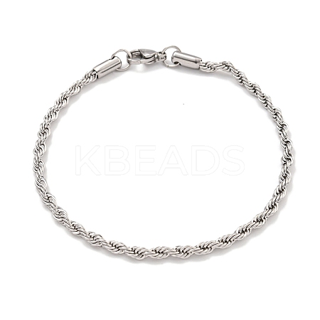 Tarnish Resistant 3MM 304 Stainless Steel Rope Chain Bracelets for Women LS-BJEW-R318-01P-1