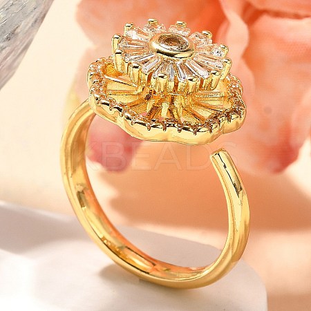 Flower Rotatable Finger Ring for Women RJEW-U035-01G-05-1