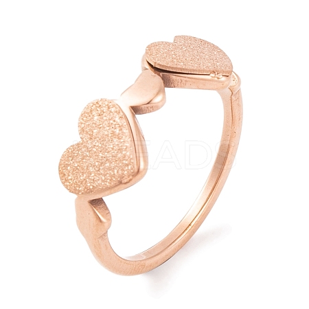 304 Stainless Steel Heart Finger Ring for Women RJEW-C086-10-RG-1