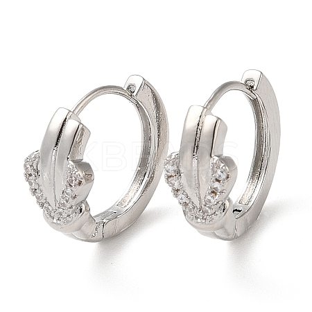 Cubic Zirconia Heart Hoop Earrings EJEW-Z019-07P-1