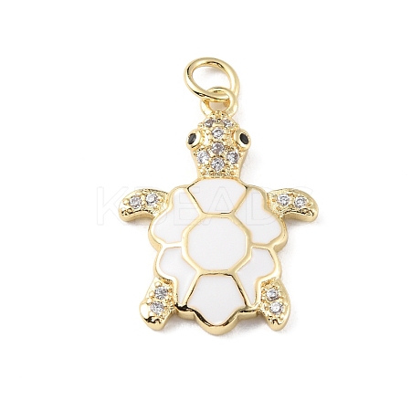 Rack Plating Brass Micro Pave Cubic Zirconia Pendants KK-C021-01G-04-1