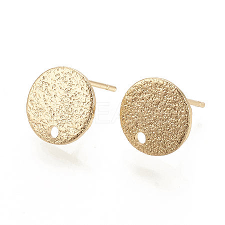 Hammered Brass Stud Earring Findings X-KK-S345-202G-1