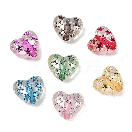 Spray Painted Transparent Acrylic Beads OACR-H054-03-1