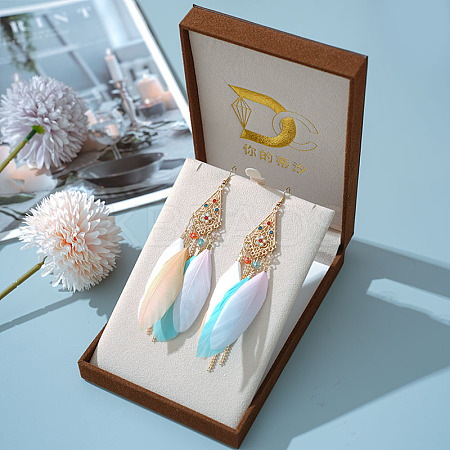 Rhombus Alloy Rhinestone Chandelier Earrings FS-WGCB5E2-08-1