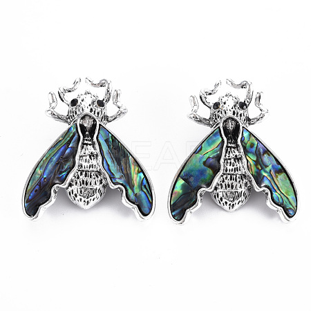 Natural Paua Shell Cicada Brooch PALLOY-Q438-005A-RS-1