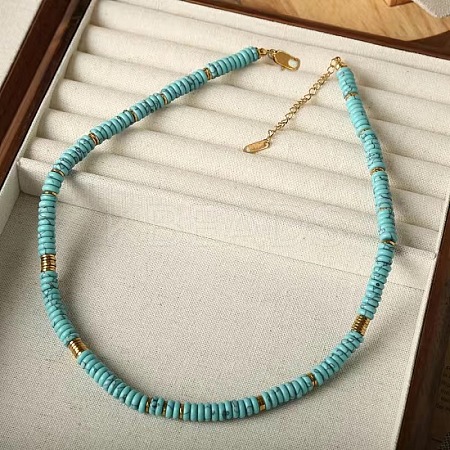 Synthetic Turquoise Disc Heishi Beaded Necklaces for Women IG0638-7-1