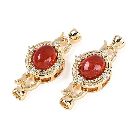 Brass Micro Pave Clear Cubic Zirconia Fold Over Clasps KK-U043-54G-01-1