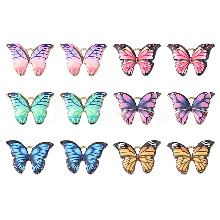 12Pcs 6 Colors Printed Alloy Pendants FIND-FS0001-28-1