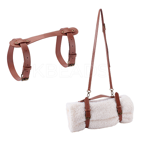 2Pcs 2 Styles PU Leather Blanket Strap AJEW-NB0007-82-1
