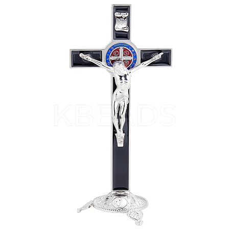 Alloy Enamel Saint Benedict Crucifix Display Decorations AJEW-WH0752-416A-1