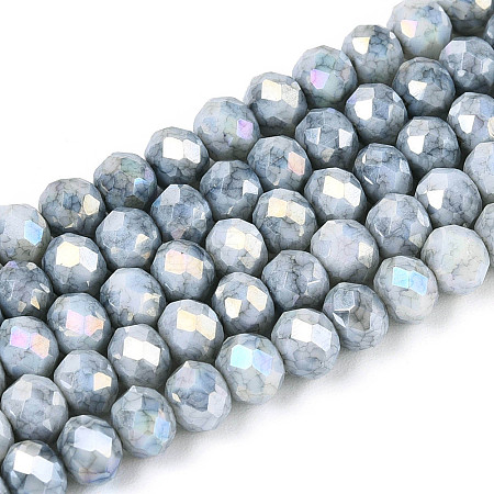Anti-Tarnish Electroplate Rondelle Glass Beads Strands EGLA-T021-4mm-17-10-1