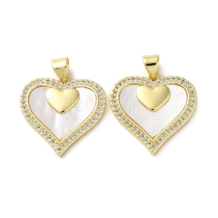 Valentine"s Day Brass Micro Pave Clear Cubic Zirconia Pendants KK-B083-41H-G-1