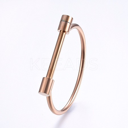 Ion Plating(IP) 304 Stainless Steel Bangles LS-BJEW-P222-14RG-1