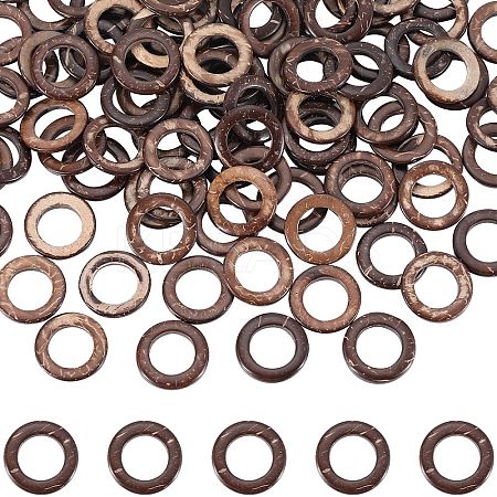 200Pcs Dyed Wood Jewelry Findings Coconut Linking Rings COCO-SC0001-02-1