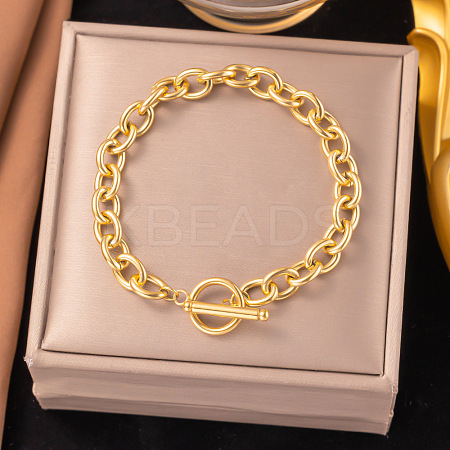 304 Stainless Steel Chain Bracelets for Women LS-BJEW-Z106-03G-1