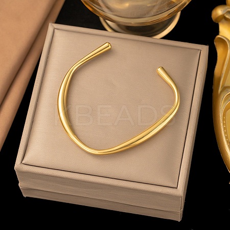 304 Stainless Steel C-Shaped Cuff Bangles for Women LS-BJEW-G759-02G-1
