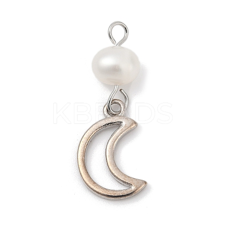 Natural Cultured Freshwater Pearl & Brass Pendants KK-U062-16P-1
