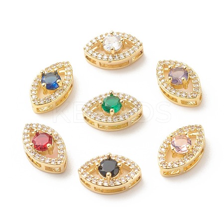 Rack Plating Brass Cubic Zirconia Multi-Strand Links ZIRC-P099-13G-1