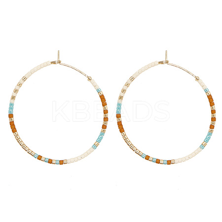 Handmade Glass Seed Beads Hoop Earrings HQ0649-4-1