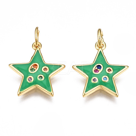 Brass Micro Pave Cubic Zirconia Enamel Charms ZIRC-Q200-025C-NF-1